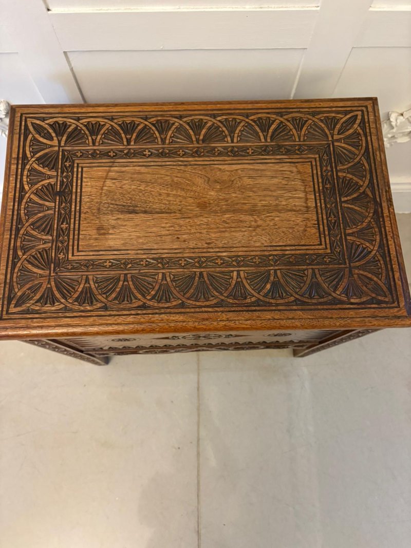 Antique Quality Hand-Carved Oak Marriage /Dowry Chest